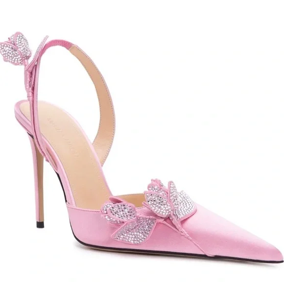 🌺 MACH & MACH🌺 Wonder Tulip Satin Slingback Pumps Size: 40 - Picture 1 of 17